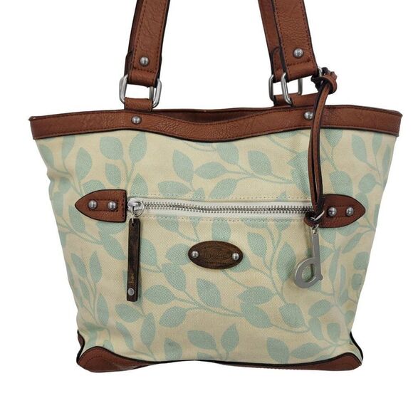 Born Concepts b.o.c. Vegan Pastel Yellow Canvas Bucket Bag Pistachio Leaf Boho - Picture 4 of 14